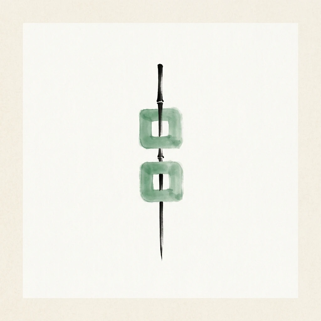 Visual mnemonic illustration of the Chinese character 串 (to string together / skewer)