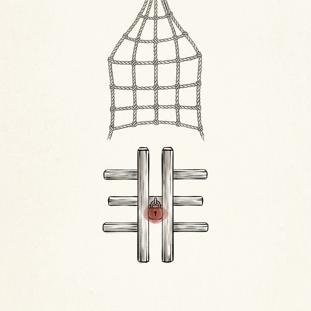 Visual mnemonic illustration of the Chinese character 罪 (sin / crime)