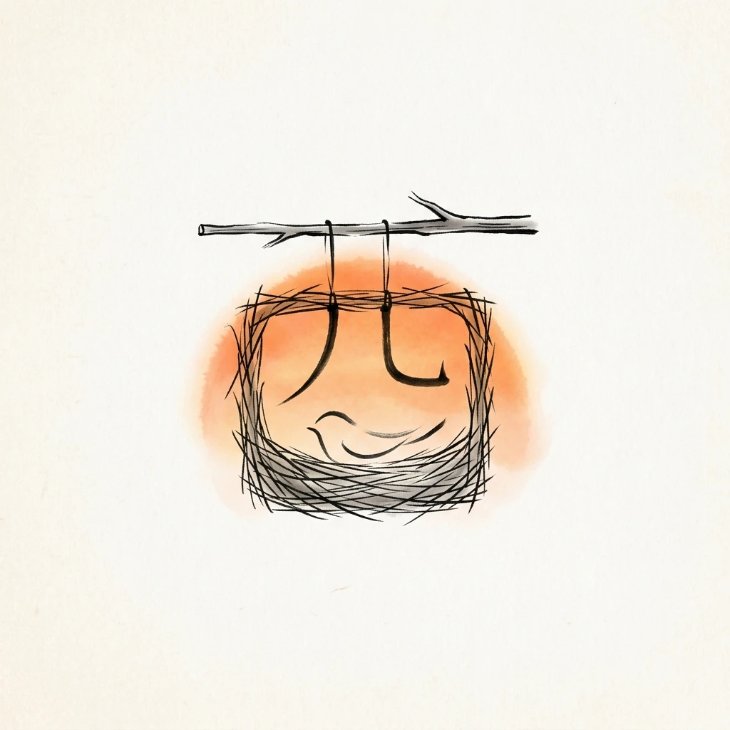 Visual mnemonic illustration of the Chinese character 西 (west)