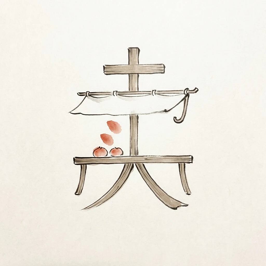 Illustration for the Chinese character 卖 (mài, to sell)