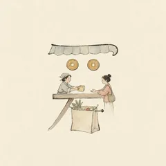 Memory illustration for the Chinese character 买 (mǎi, to buy)