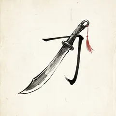 Memory illustration for the Chinese character 刀 (dāo, knife / blade)