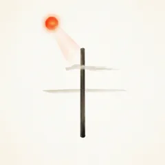 Memory illustration for the Chinese character 午 (wǔ, noon / midday)
