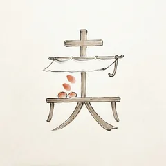 Memory illustration for the Chinese character 卖 (mài, to sell)