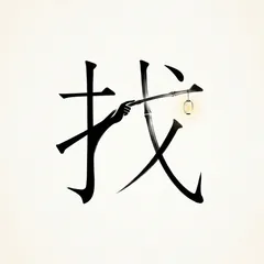 Memory illustration for the Chinese character 找 (zhǎo, to look for / to seek)