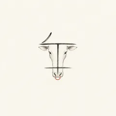 Memory illustration for the Chinese character 牛 (niú, cow / ox)