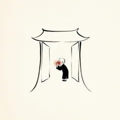 Memory illustration for the Chinese character 问 (wèn, to ask)